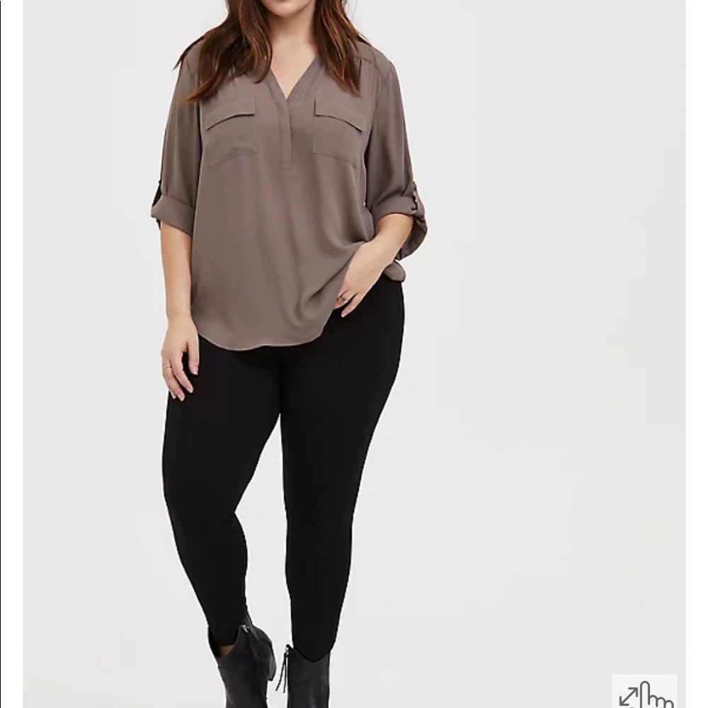 Torrid HARPER - DARK TAUPE GEORGETTE PULLOVER BLOUSE